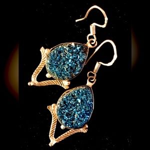 Silver, natural, raw stone earrings